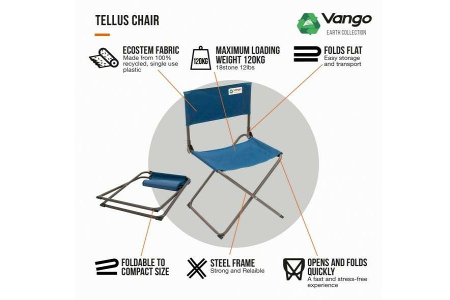 Camp & Garden * | Vango Tellus Recycled Fabric Folding Chair Moroccan Blue Top Sellers