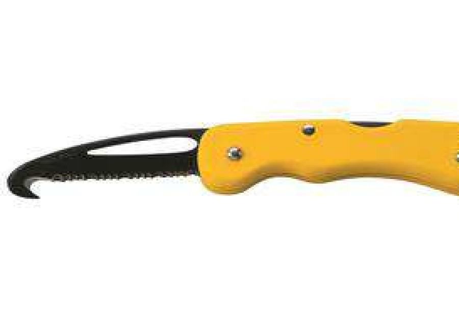 Camp & Garden * | Whitby Safety Rescue Knife With Hook In Yellow With Teflon Coated Blade Lk260 With Discount