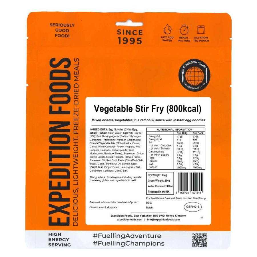 Camp & Garden * | Expedition Foods Vegetable Stir Fry 800Kcal Lf Fire Sale